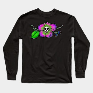Skull Flower and Blueberries Long Sleeve T-Shirt